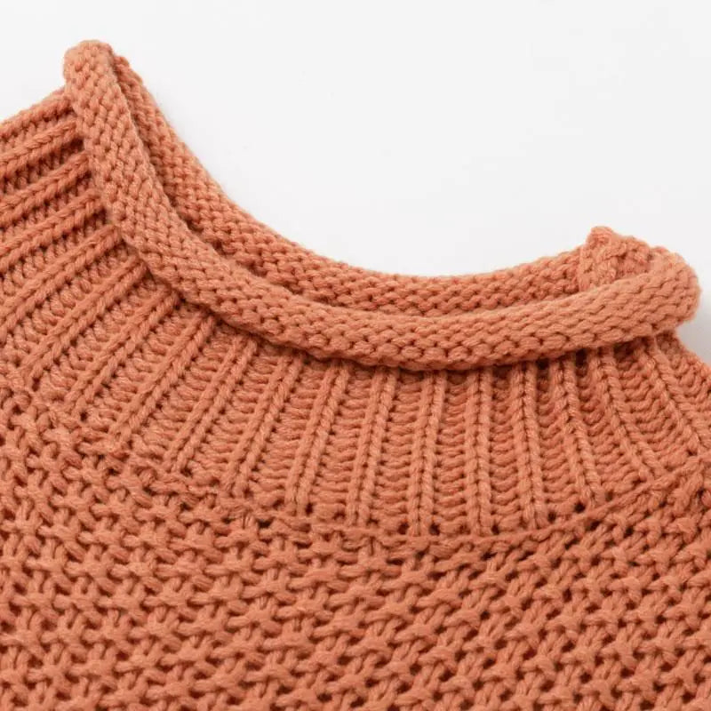 Women's Orange Turtle Neck Sweater for Winter Casual
