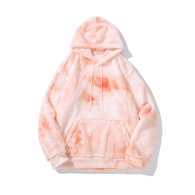 Tie-Dye Velvet Hoodie Sweater