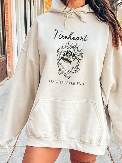 Women's Retro Fleece Print Hoodie for Street Style