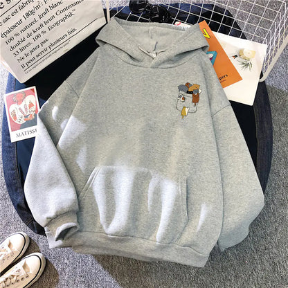 Popular Women's Cat Pocket Fleece Hoodie Sweater